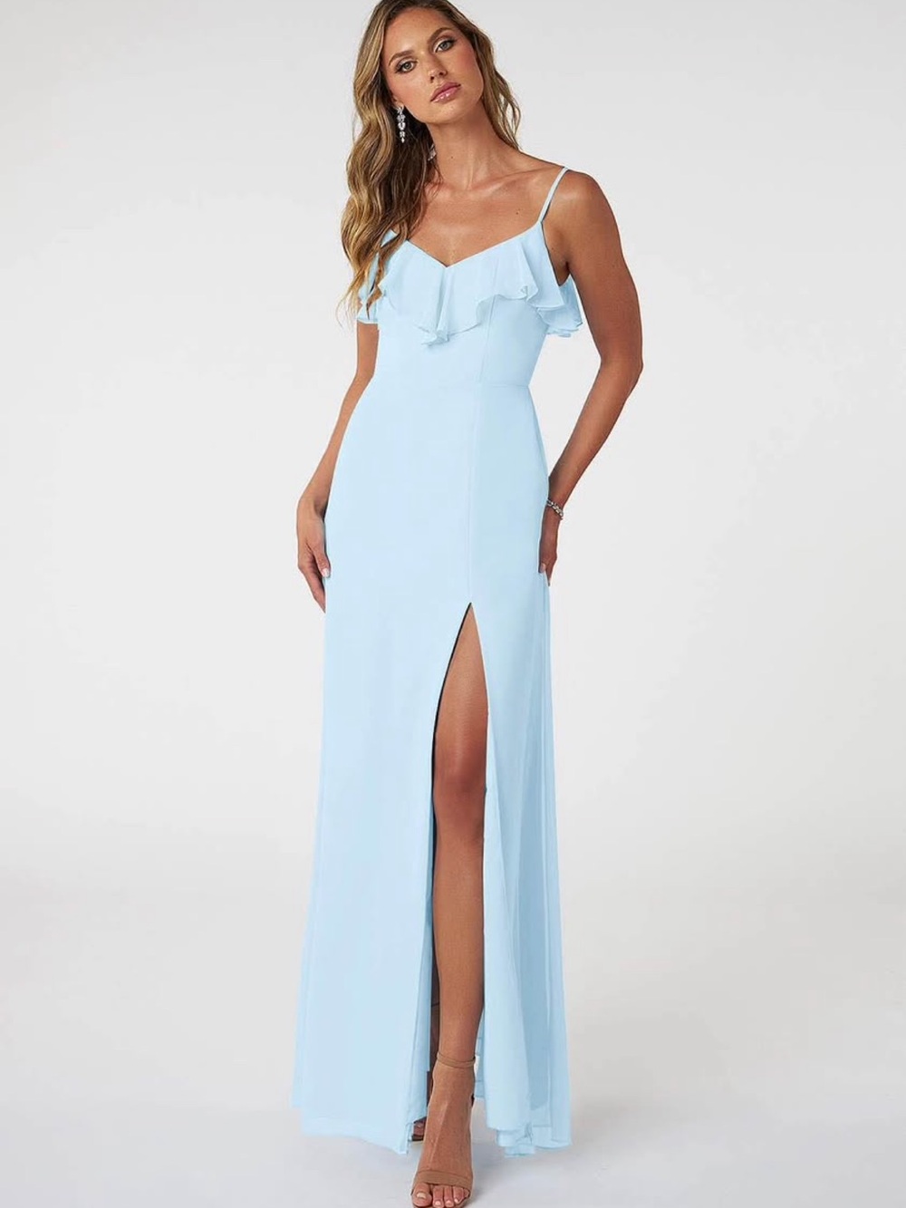 Azazie Natalia sky blue a-line chiffon dress